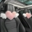 Pink Car Headrest Cushion Neck Pillow Heart Shape Plush Girly Cute Interior Car Seat Accessories For Women Car Decoration