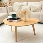 Small Oval Coffee Table Mid Century Modern for Living Room Center Minimalist Display Coffe Table Furniture Home Nature Wood Cafe