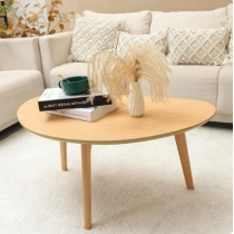 Small Oval Coffee Table Mid Century Modern for Living Room Center Minimalist Display Coffe Table Furniture Home Nature Wood Cafe